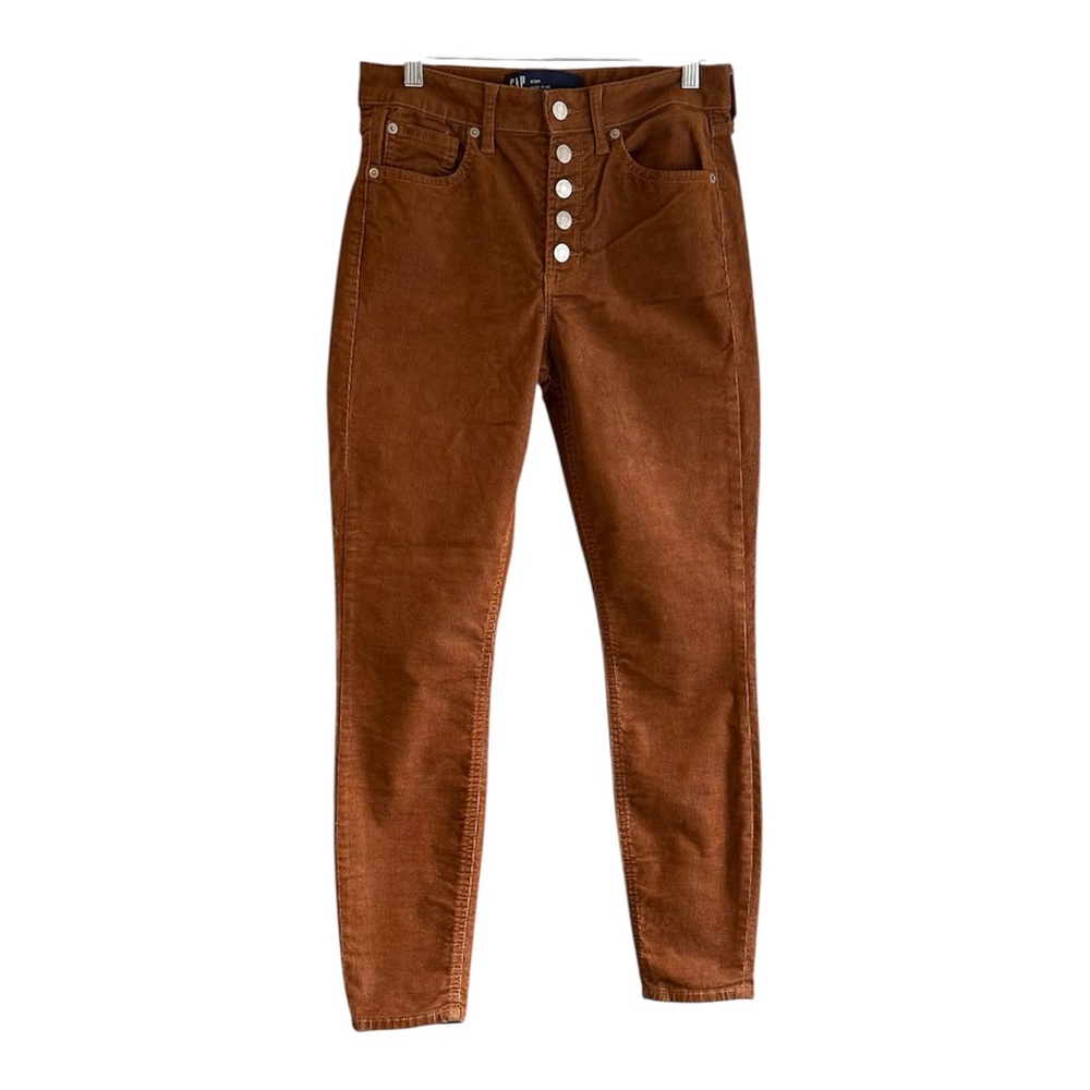 Gap Denim Women’s Brown High Rise Corduroy Pants Button Front Closure Sz 6/28